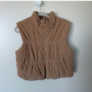 STOOSH Camel Corduroy Puffer Vest Large